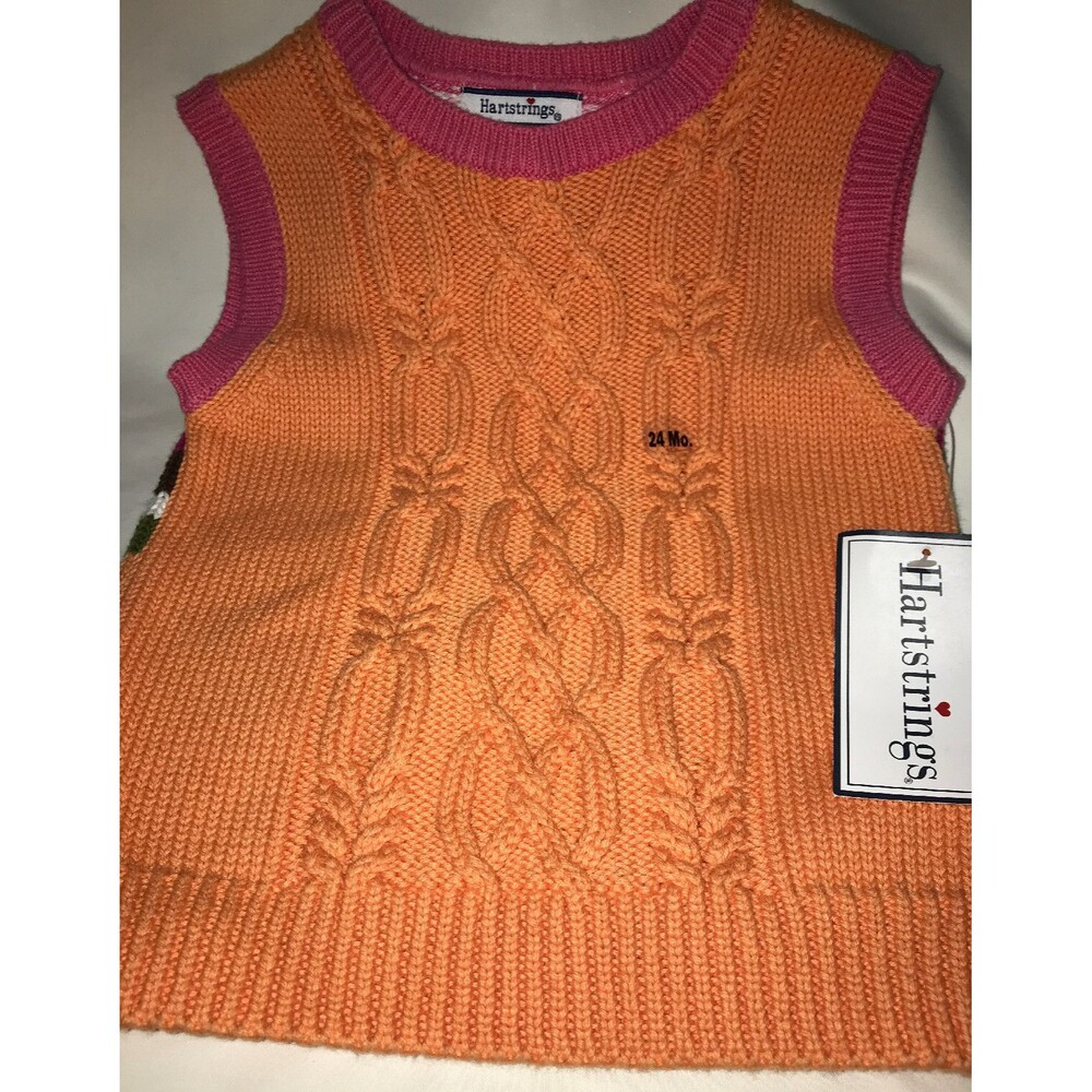 Hartstrings Sweater Vest Pink And Orange Girls Toddler 24M New